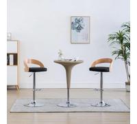 LoogCape Set di 2 sgabelli da bar neri in ecopelle e legno di buio, regolabili in altezza con sollevamento a gas, girevoli a 360°, con poggiapiedi, per cucina, sala da pranzo, bar, bancone