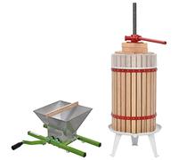 LoogCape Set di 2 spremiagrumi per frutta e vino, con macinino per la produzione di vino e la preparazione di succhi, in legno di quercia resistente, ghisa antiruggine, acciaio, ideale per vini