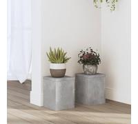 LoogCape Set di 2 supporti per piante, grigio cemento, 15 x 15 x 20 cm, in legno per interni ed esterni, balcone, terrazza, soggiorno, decorazione stabile per vaso, bonsai, cactus, orchidee, erbe