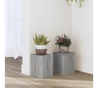 LoogCape Set di 2 supporti per piante, grigio Sonoma, 15 x 15 x 20 cm, in legno, decorazione per interni ed esterni, tavolo per piante, balcone, giardino, erbe aromatiche