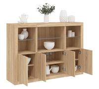LoogCape Set di 3 credenze con luci a LED, in rovere Sonoma, design moderno con molto spazio per soggiorno, sala da pranzo, corridoio, ufficio e molto altro ancora