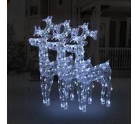 LoogCape Set di 3 renne decorative natalizie, in acrilico, resistenti alle intemperie, per interni ed esterni, 60 x 16 x 100 cm, con 90 LED, 8 effetti di luce, risparmio energetico, porta USB, ideale