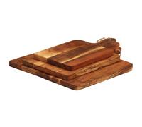 LoogCape Set di 3 taglieri in legno massiccio di acacia, con scanalatura per succo e fondo antiscivolo, per verdure, frutta, formaggio, carne, versatile, tagliere da cucina, tagliere da portata, pane