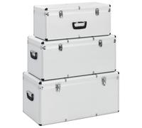 LoogCape Set di 3 valigette portatili in alluminio con chiavi, colore argento, resistenti, impilabili, per officina, garage, casa, professionale, montaggio, sistema di organizzazione, leggero