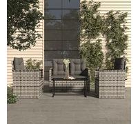 LoogCape Set di 4 mobili da giardino in polyrattan grigio con cuscino antracite, moderni mobili per esterni per terrazza e balcone, set di conversione patio resistente alle intemperie