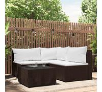 LoogCape Set di 4 mobili da giardino in polyrattan marrone con cuscino, modulare per esterni, patio e giardino