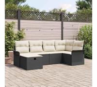 LoogCape Set di 6 divani da giardino con cuscino, in polyrattan, modulare, resistente ai raggi UV, con vano portaoggetti per terrazza, balcone ed esterno