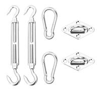 LoogCape Set di 6 pezzi in acciaio inox per tende da sole quadrate, accessori di montaggio, supporto resistente alle intemperie, tenditori durevoli