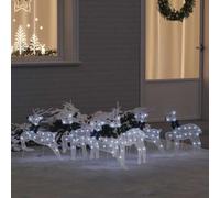 LoogCape Set di 6 renne a LED in tessuto bianco, decorazione natalizia Art Déco, per interni ed esterni, illuminazione USB durevole, decorazione invernale per soggiorno, giardino