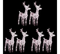 LoogCape Set di 6 renne a LED, luce bianca calda, 240 LED, in acrilico, decorazione natalizia resistente alle intemperie, per giardino, balcone, terrazza, esterni e interni, con 8 effetti di luce e