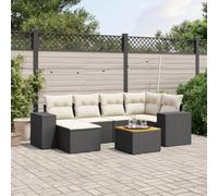 LoogCape Set di 7 mobili da giardino con cuscini, in polyrattan, per terrazza, balcone, lounge e sala da pranzo, resistente alle intemperie, estensibile e salvaspazio, per il relax e la convivenza