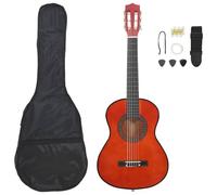 LoogCape Set di 8 chitarre classiche per principianti, 1/2, 86 cm, con custodia, tracolla, plettri, fischietto e corde per bambini e adulti, ideale per imparare e fare musica