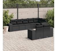 LoogCape Set di 8 divani da giardino in polyrattan nero con cuscino, vano portaoggetti e sacchetto impermeabile, design modulare per terrazza, balcone ed esterno
