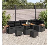 LoogCape Set di 9 divani da giardino in polyrattan e acciaio, resistente ai raggi UV, 100 x 100 cm, cuscino rimovibile per terrazza e giardino, lussuoso soggiorno all'aperto