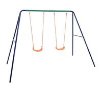 LoogCape Set di altalena con 2 posti in acciaio per bambini in giardino, dispositivo di gioco resistente alle intemperie con struttura robusta, sedili ergonomici, adatto per bambini dai 3 anni in su