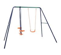LoogCape Set di altalena con 3 posti in acciaio per bambini, per esterni, con altalena, struttura da arrampicata, scivolo, accessori di fissaggio, resistente alle intemperie, per bambini, ragazze e