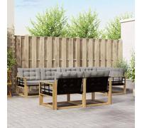 LoogCape Set di divani per esterni, 7 pezzi, in legno di acacia massiccio, cuscini in textilene resistenti alle intemperie, arredo modulare da giardino e terrazza, per rilassarsi comodamente e creare