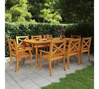 LoogCape Set di mobili da giardino in legno di acacia massiccio, trattato a olio, 202,5 cm, per terrazza, balcone e veranda, robusto set di mobili da esterno per ore sociali