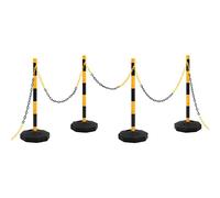 LoogCape Set di paletti a catena con catena in plastica da 10 m per barriere, segnali stradali, segnali di parcheggio, cantieri, proprietà private, segnali di avvertimento e segnaletica, sicurezza
