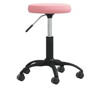 LoogCape Sgabello massaggiante in velluto rosa, regolabile in altezza e girevole a 360°, comoda poltrona relax per benessere, ufficio, parrucchiere, con ruote, robusta struttura in acciaio