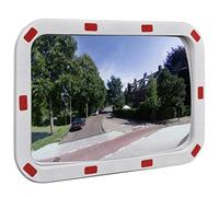 LoogCape Specchio traffico convesso, quadrato, 40 x 60 cm, con catarifrangenti, per incroci strade e cantieri, in plastica PC resistente, facile da montare