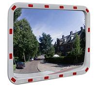 LoogCape Specchio traffico convesso, quadrato, 40 x 80 cm, con catarifrangenti, resistente alle intemperie, per incroci, strade strette, curve nitide, elevata sicurezza stradale, plastica PC durevole