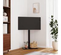 LoogCape Supporto angolare per TV con ripiano per 32-65 pollici, nero, orientabile, regolabile in altezza, gestione dei cavi, compatibile VESA, salvaspazio, ideale per soggiorno e ufficio