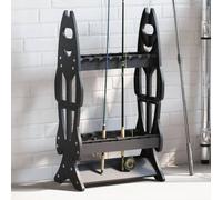 LoogCape Supporto per canna da pesca per 16 canne da pesca, in plastica resistente, con robusta base triangolare, design salvaspazio, per cantina, garage, riva, spiaggia, barca, accessori per la pesca