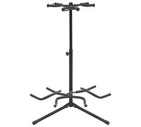 LoogCape Supporto per chitarra nero in acciaio, regolabile in altezza 80-102 cm, spazio per 3 strumenti, antiscivolo, pieghevole, stabile valigetta per chitarra acustica, chitarra elettrica, basso