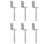 LoogCape Supporto per pali, 6 pezzi, argento, 8 x 6 x 30 cm, in acciaio zincato, a forma di L, con fori preforati, per recinzione da giardino, carport, pergola, protezione privacy e gazebo, fissaggio