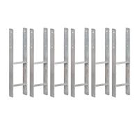 LoogCape Supporto per pali da giardino, 6 pezzi, 14 x 6 x 60 cm, in acciaio zincato, a forma di H, con fori preforati, per recinzione da giardino, carport, pergola, gazebo, frangivista