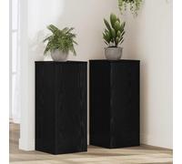 LoogCape Supporto per piante, 2 pezzi, nero, effetto rovere, 30 x 30 x 70 cm, materiale in legno, per interni ed esterni, espositore decorativo per piante con variazione di altezza e design