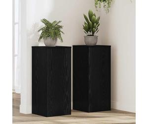 LoogCape Supporto per piante, 2 pezzi, nero, effetto rovere, 30 x 30 x 70 cm, materiale in legno, per interni ed esterni, espositore decorativo per piante con variazione di altezza e design