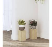 LoogCape Supporto per piante, 2 pezzi, rovere Sonoma, 10 x 10 x 18 cm, in legno, decorazione per interni ed esterni, per balcone, terrazzo, soggiorno, giardino, erbe, bonsai, orchidee, cactus