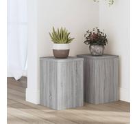 LoogCape Supporto per piante grigio Sonoma, set da 2 pezzi, 20 x 20 x 30 cm, in legno per decorazione di interni ed esterni, robusto piedistallo, ideale per fiori, bonsai, erbe, orchidee, cactus e