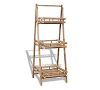 LoogCape Supporto per piante in bambù, design triangolare, con 3 ripiani, per interni ed esterni, salvaspazio, ideale per fiori, bonsai, erbe, orchidee, cactus, balcone, terrazza e soggiorno