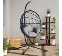 LoogCape Supporto per poltrona sospesa in acciaio antracite, resistente alle intemperie, per balcone, veranda e giardino, con stabile struttura a forma di C, 104 x 100 x 197 cm, portata 150 kg
