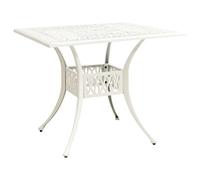 LoogCape Tavolo da giardino bianco in alluminio pressofuso, 90 x 90 x 73 cm, resistente alle intemperie e facile da pulire, con foro per ombrellone, per terrazza, balcone, esterni, campeggio e