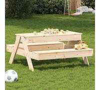 LoogCape Tavolo da picnic con sabbiera per bambini, in legno di pino massiccio, da giardino, terrazza, balcone, stabile, utilizzabile all'aperto, 99,5 x 105 x 52 cm, per giardino, scuola e parco