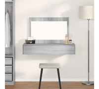 LoogCape Tavolo da toeletta moderno, in legno, grigio, 100 x 40 x 70 cm, con cassetti, specchio piatto, spazio per trucchi e portaoggetti per camera da letto e camera dei ragazzi