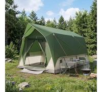 LoogCape Tenda a tunnel verde per 8 persone, in poliestere e acciaio, con parapioggia, porta con cerniera, tiranti e borsa per il trasporto, per campeggio, spiaggia, festival, viaggi all'aperto