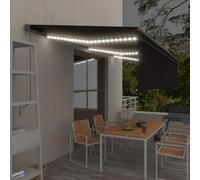 LoogCape Tenda da sole automatica con braccio articolato a rullo LED e sensore del vento, 6 x 3 m, antracite, alluminio verniciato a polvere, resistente ai raggi UV e all'acqua, per balcone, terrazza