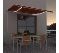 LoogCape Tenda da sole automatica con braccio articolato con LED e sensore del vento, 400 x 300 cm, telaio in alluminio verniciato a polvere, protezione solare impermeabile per balcone, terrazza