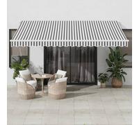 LoogCape Tenda da sole automatica, estensibile, antracite, bianco, 450 x 350 cm, con telecomando, in alluminio verniciato a polvere, resistente ai raggi UV, per balcone, terrazza, giardino, esterno