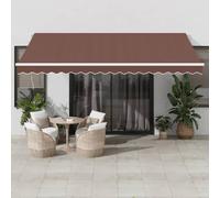 LoogCape Tenda da sole automatica, marrone, 450 x 350 cm, con telecomando, braccio articolato, in alluminio verniciato a polvere, resistente ai raggi UV, per balcone, terrazza, giardino, esterno