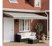 LoogCape Tenda da sole elettrica estensibile, colore antracite e bianco, 4 x 3,5 m, per balcone, terrazzo, giardino, protezione solare e ombra, poliestere resistente alle intemperie con rivestimento