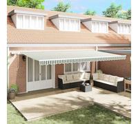 LoogCape Tenda da sole estensibile con braccio snodato verde e bianco, 600 x 300 cm, in tessuto e alluminio, resistente ai raggi UV, resistente alle intemperie, con manovella, protezione solare per