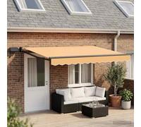 LoogCape Tenda da sole manuale con braccio articolato con LED, color sabbia, estensibile, per balcone, terrazzo, giardino, resistente alle intemperie, protezione dagli sguardi indiscreti, manovella