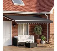 LoogCape Tenda da sole manuale con braccio articolato con LED, protezione solare per balcone, terrazzo, giardino, estensibile con manovella, tenda parasole resistente alle intemperie come protezione