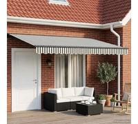LoogCape Tenda da sole retrattile manuale, antracite e bianco, 4,5 x 3,5 m, protezione solare per balcone, terrazzo, giardino, estensibile con manovella, tenda parasole resistente alle intemperie come